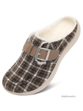 Womens Fuzzy Slippers Wide Mules Memory Foam Adjustable Diabetic House Shoes